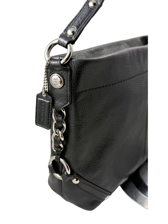 Coach Carly Black Leather Hobo Bag Silver Hardware Large Slouchy 